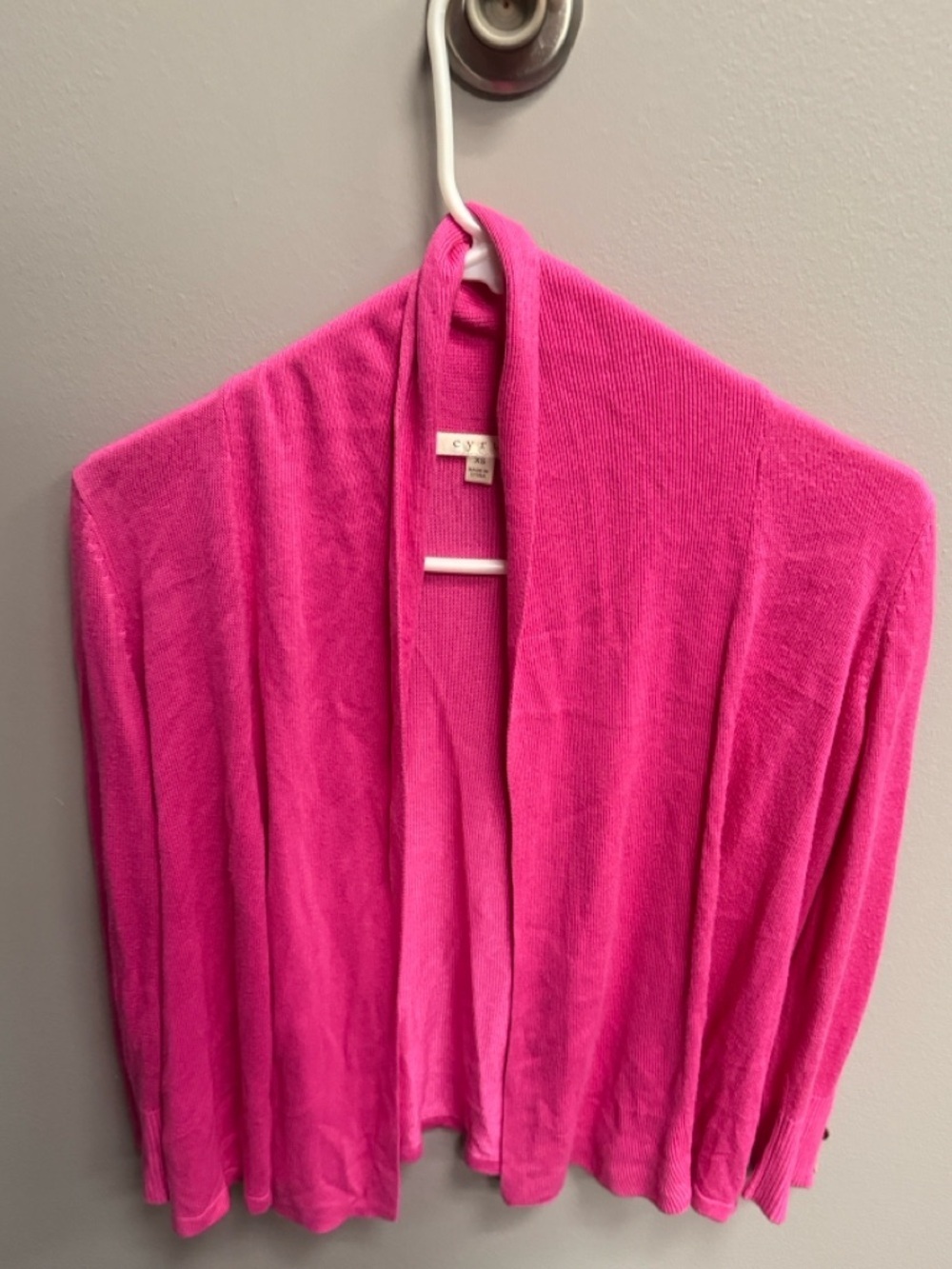 Cyrus Vibrant Hot Pink Open-Front Cardigan Sweater Size XS